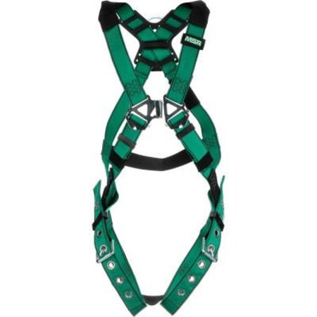 MSA SAFETY V-FORM Harness, Stainless Steel Hardware, Back D-Ring, Tongue Buckle Leg Straps STD 10197238